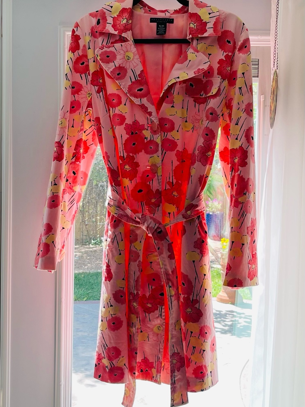 Apostrophe posey floral trench coat sz XL